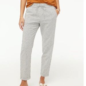 Striped linen-cotton blend drawstring pant